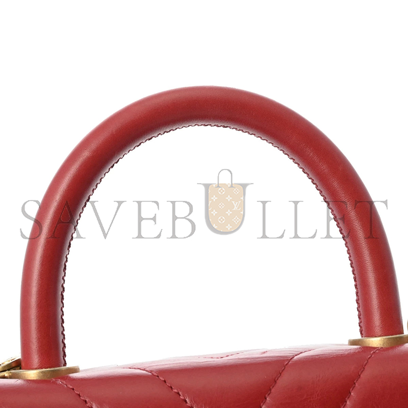 CHANEL MASTER SMALL COCO FLAP BAG WITH TOP HANDLE CHEVRON V A92990 (23*15*9cm)